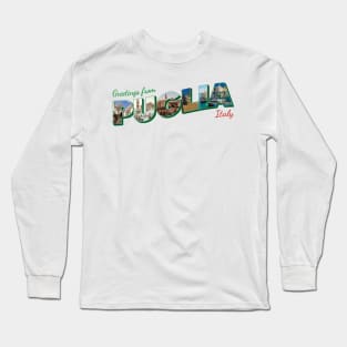 Greetings from Puglia in Italy Vintage style retro souvenir Long Sleeve T-Shirt